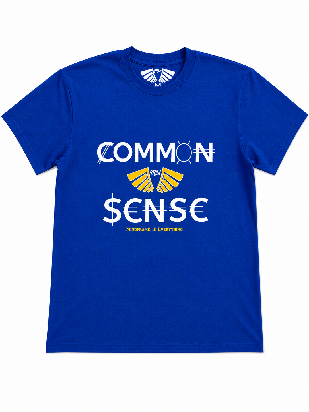 MFIET Common $ense heavyweight t-shirt in Blueprint Blue featuring wealth and financial mindset graphic