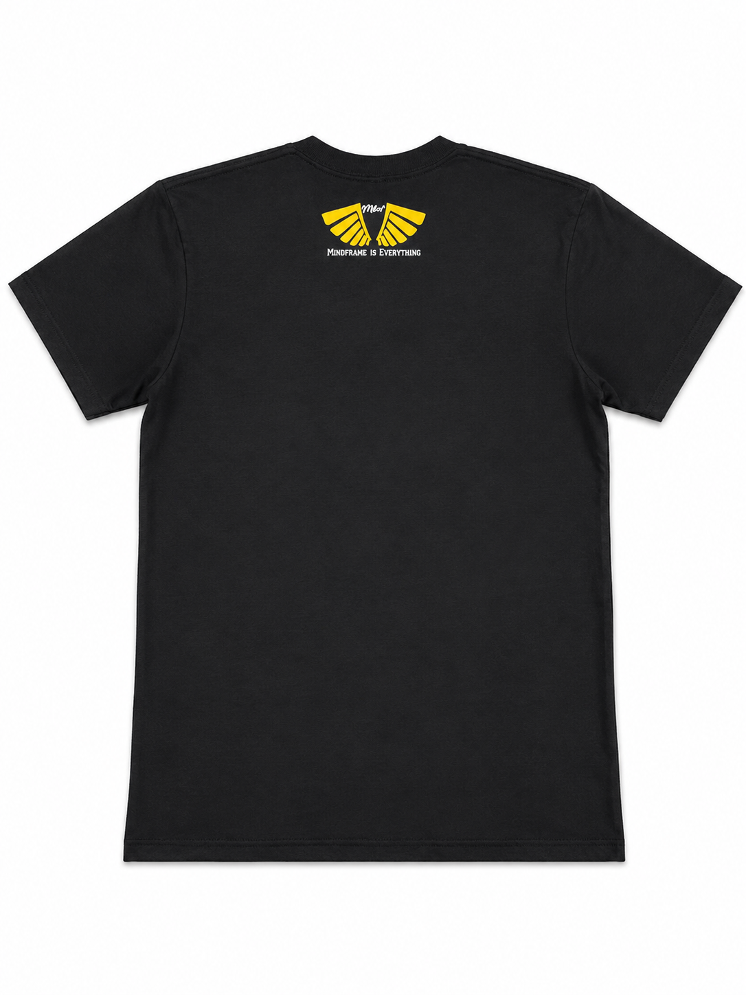 Back view of MFIET Common $ense heavyweight t-shirt in Mastermind Black with MFIET branding.