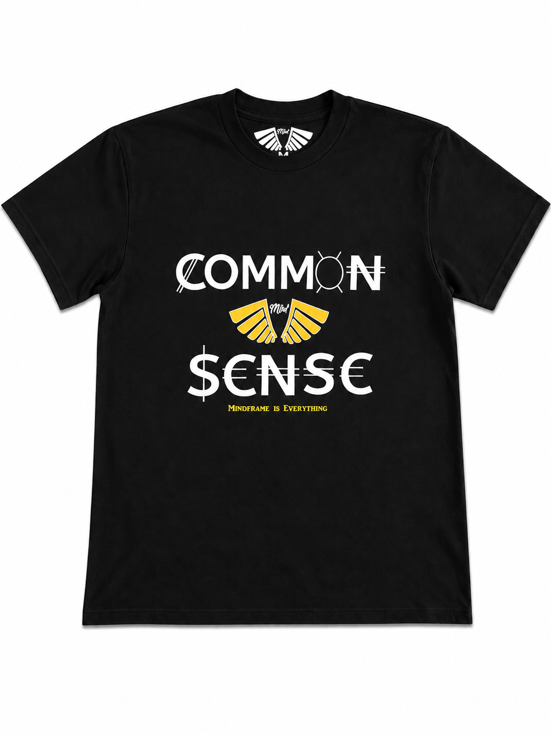 MFIET Common $ense heavyweight t-shirt in Mastermind Black featuring wealth and financial mindset graphic.