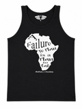 A Failure to Plan Is a Plan to Fail tank top in Mastermind Black featuring Africa-inspired motivational graphic and MFIET branding.