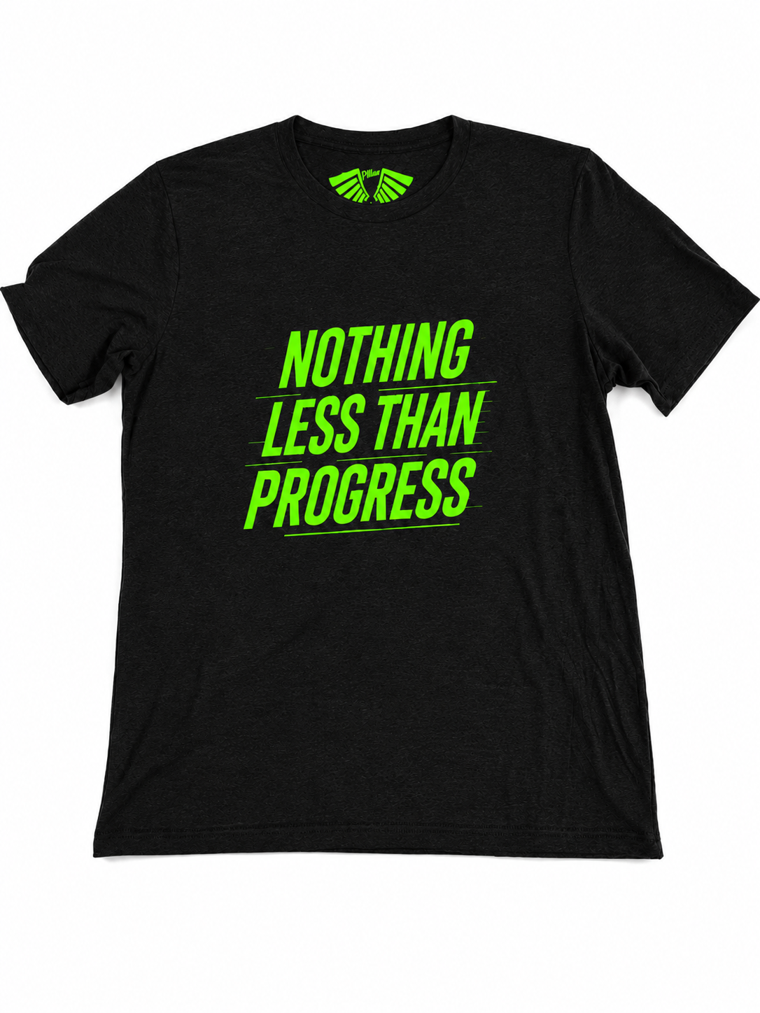 MFIET Nothing Less Than Progress t-shirt in Mastermind Black featuring motivational growth mindset graphic on front