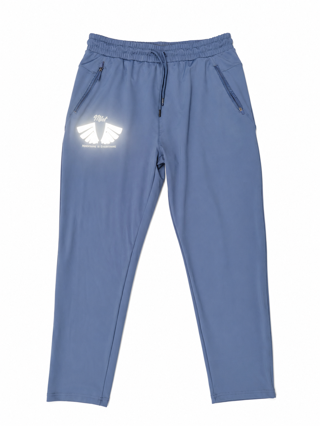 MFIET Stay Consistent performance joggers collection showing Mastermind Black, Blueprint Blue, and Clarity Grey colorways with reflective branding.